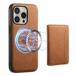 For iPhone 16 Pro Denior D13 Retro Texture Leather MagSafe Card Bag Phone Case(Brown)