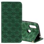 For Motorola Moto E6s Lucky Flowers Embossing Pattern Magnetic Horizontal Flip Leather Case with Holder & Card Slots(Green)