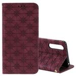 For Sony Xperia 10 II Lucky Flowers Embossing Pattern Magnetic Horizontal Flip Leather Case with Holder & Card Slots(Wine Red)