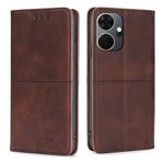 For Itel P55+ 4G Cow Texture Magnetic Leather Phone Case(Dark Brown)