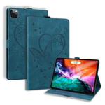 For iPad Pro 13 2024 Love Butterfly Embossed Leather Tablet Case(Blue)