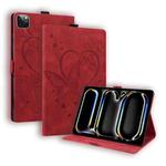 For iPad Pro 11 2024 Love Butterfly Embossed Leather Tablet Case(Red)