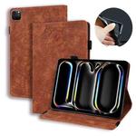 For iPad Pro 13 2024 Calf Texture Embossed Leather Tablet Case(Brown)