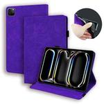 For iPad Pro 13 2024 Calf Texture Embossed Leather Tablet Case(Purple)