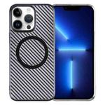 For iPhone 13 Pro Max 6D Plated Carbon Fiber Clear Magsafe PC Phone Case(Starry Black)