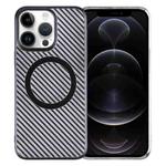 For iPhone 12 Pro 6D Plated Carbon Fiber Clear Magsafe PC Phone Case(Starry Black)