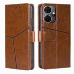 For Itel P55+ 4G Geometric Stitching Leather Phone Case(Light Brown)