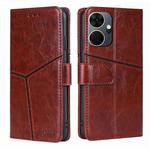 For Itel P55+ 4G Geometric Stitching Leather Phone Case(Dark Brown)