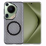 For Huawei Pura 70 Ultra 6D Plated Carbon Fiber Clear Magsafe PC Phone Case(Starry Black)