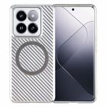 For Xiaomi 14 6D Plated Carbon Fiber Clear Magsafe PC Phone Case(Starlight Silver)