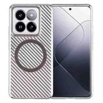 For Xiaomi 14 6D Plated Carbon Fiber Clear Magsafe PC Phone Case(Titanium Grey)