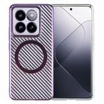 For Xiaomi 14 Pro 6D Plated Carbon Fiber Clear Magsafe PC Phone Case(Aurora Purple)