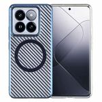 For Xiaomi 14 Pro 6D Plated Carbon Fiber Clear Magsafe PC Phone Case(Dream Blue)