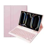 For iPad Pro 11 2024 A13B Lambskin Texture Bluetooth Touch Keyboard Leather Tablet Case with Pen Slot(Pink)