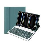 For iPad Pro 11 2024 A13B Lambskin Texture Bluetooth Touch Keyboard Leather Tablet Case with Pen Slot(Dark Green)
