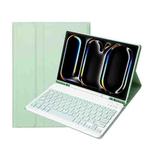 For iPad Pro 11 2024 A13B Lambskin Texture Bluetooth Touch Keyboard Leather Tablet Case with Pen Slot(Light Green)