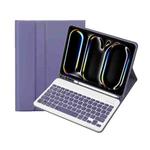 For iPad Pro 11 2024 A13B Lambskin Texture Bluetooth Touch Keyboard Leather Tablet Case with Pen Slot(Purple)