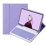 For iPad Pro 11 2024 A13B Lambskin Texture Bluetooth Touch Keyboard Leather Tablet Case with Pen Slot(Lilac Purple)