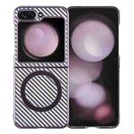 For Samsung Galaxy Z Flip6 6D Plated Carbon Fiber Clear Magsafe PC Phone Case(Aurora Purple)