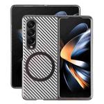 For Samsung Galaxy Z Fold4 6D Plated Carbon Fiber Clear Magsafe PC Phone Case(Titanium Grey)