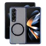 For Samsung Galaxy Z Fold4 6D Plated Carbon Fiber Clear Magsafe PC Phone Case(Dream Blue)