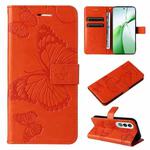 For OnePlus Nord CE4 3D Butterfly Embossed Flip Leather Phone Case(Orange)