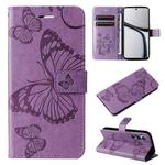 For Realme C65 4G 3D Butterfly Embossed Flip Leather Phone Case(Purple)