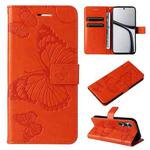 For Realme C65 4G 3D Butterfly Embossed Flip Leather Phone Case(Orange)