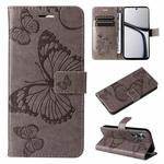 For Realme C65 4G 3D Butterfly Embossed Flip Leather Phone Case(Grey)