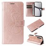 For Realme C65 4G 3D Butterfly Embossed Flip Leather Phone Case(Rose Gold)