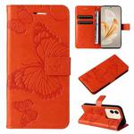 For vivo V29e Global / Y200 5G Global 3D Butterfly Embossed Flip Leather Phone Case(Orange)