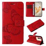 For vivo V29e Global / Y200 5G Global 3D Butterfly Embossed Flip Leather Phone Case(Red)