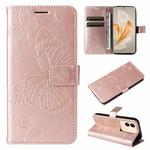 For vivo V29e Global / Y200 5G Global 3D Butterfly Embossed Flip Leather Phone Case(Rose Gold)