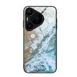 For Huawei Pura 70 Marble Pattern Glass Protective Phone Case(Beach)
