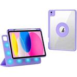 For iPad 10th Gen 10.9 2022 Rotatable Magnetic Detachable Leather Tablet Case with Pen Slot(Purple)