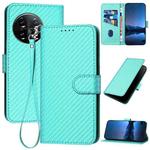 For OnePlus 11 YX0070 Carbon Fiber Buckle Leather Phone Case with Lanyard(Light Blue)