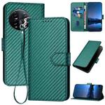For OnePlus 11 YX0070 Carbon Fiber Buckle Leather Phone Case with Lanyard(Dark Green)