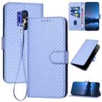 For OnePlus 8 Pro YX0070 Carbon Fiber Buckle Leather Phone Case with Lanyard(Light Purple)