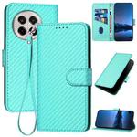 For OnePlus Ace 5 / 13R Global YX0070 Carbon Fiber Buckle Leather Phone Case with Lanyard(Light Blue)