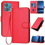 For Motorola Edge 40 Neo 5G YX0070 Carbon Fiber Buckle Leather Phone Case with Lanyard(Red)