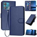 For Motorola Edge 40 Neo 5G YX0070 Carbon Fiber Buckle Leather Phone Case with Lanyard(Royal Blue)