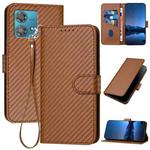 For Motorola Edge 40 Neo 5G YX0070 Carbon Fiber Buckle Leather Phone Case with Lanyard(Coffee)