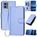 For Motorola Moto G 5G 2023 YX0070 Carbon Fiber Buckle Leather Phone Case with Lanyard(Light Purple)