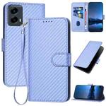 For Motorola Moto G 5G 2024 YX0070 Carbon Fiber Buckle Leather Phone Case with Lanyard(Light Purple)