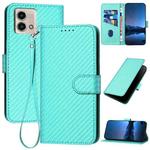 For Motorola Moto G Stylus 5G 2023 YX0070 Carbon Fiber Buckle Leather Phone Case with Lanyard(Light Blue)