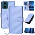 For Motorola Moto G04 / G24 YX0070 Carbon Fiber Buckle Leather Phone Case with Lanyard(Light Purple)