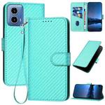 For Motorola Moto G34 YX0070 Carbon Fiber Buckle Leather Phone Case with Lanyard(Light Blue)