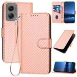 For Motorola Moto G Stylus 5G 2024 YX0070 Carbon Fiber Buckle Leather Phone Case with Lanyard(Pink)