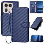 For Motorola Moto X50 Ultra YX0070 Carbon Fiber Buckle Leather Phone Case with Lanyard(Royal Blue)