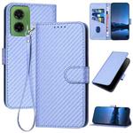 For Motorola Moto G35 YX0070 Carbon Fiber Buckle Leather Phone Case with Lanyard(Light Purple)